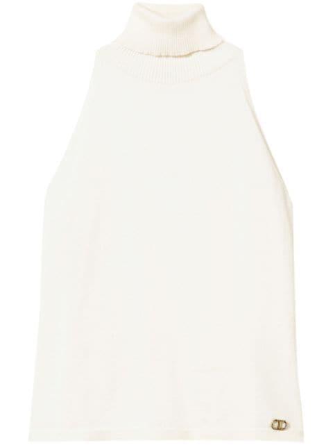 logo-plaque knitted top by TWINSET