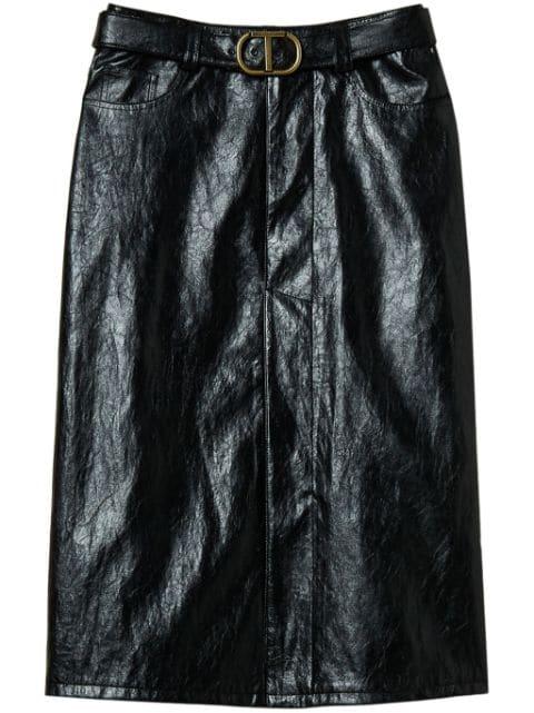 logo-plaque midi skirt by TWINSET