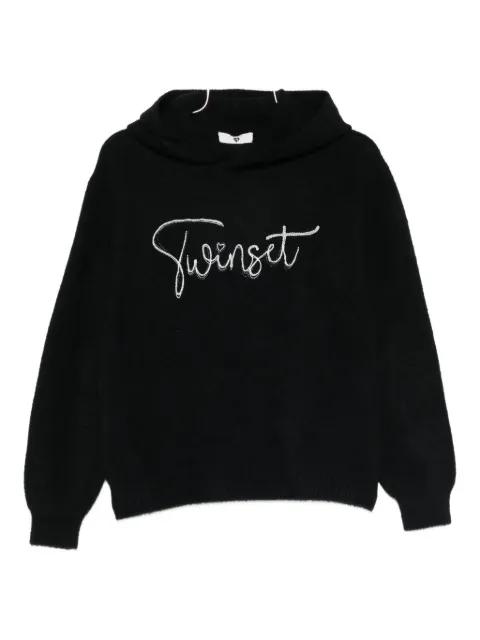 logo-print hoodie by TWINSET