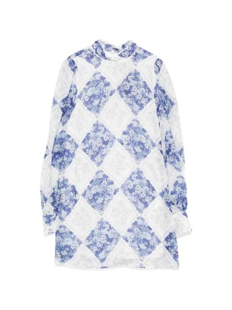 long-sleeve floral-detail mini dress by TWINSET