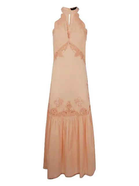 maxi broderie-anglaise halterneck dress by TWINSET