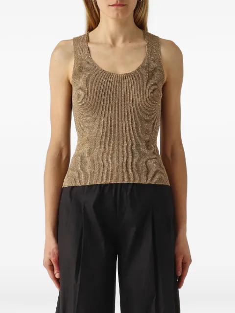 metallic-effect ribbed-knit top by TWINSET