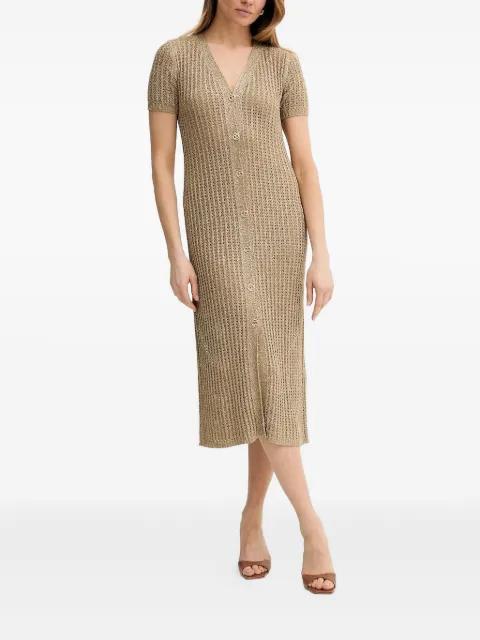 metallic-knit buttoned midi dress by TWINSET