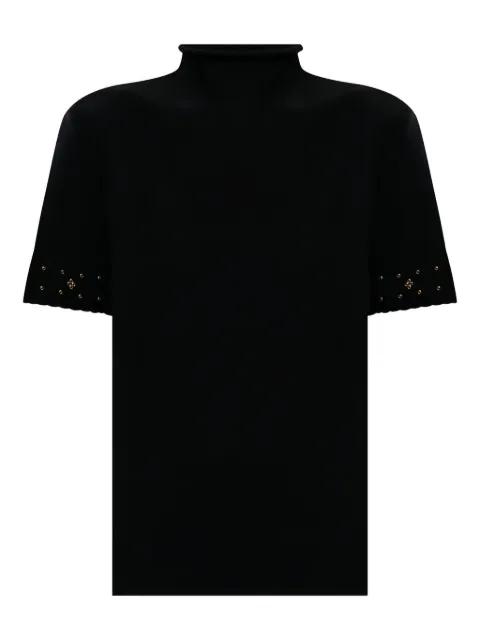 mock-neck embellished T-shirt by TWINSET