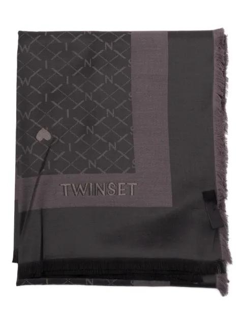 monogram frayed scarf by TWINSET