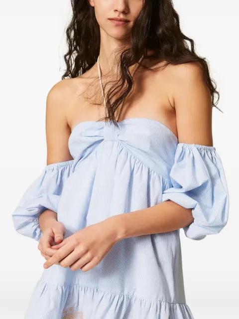 pinstripe off-shoulder dress by TWINSET