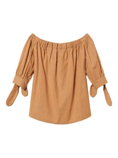 pinstriped tie-sleeve blouse by TWINSET