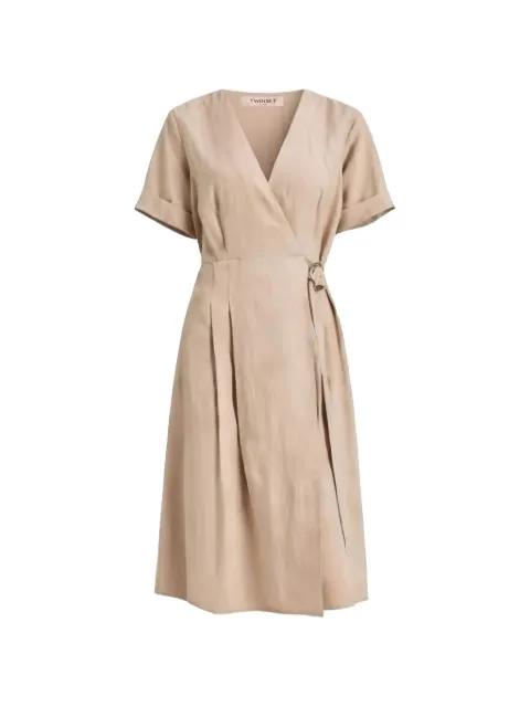 pleated wrap midi dress by TWINSET