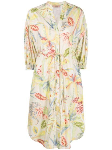 printed cotton shirt dress by TWINSET