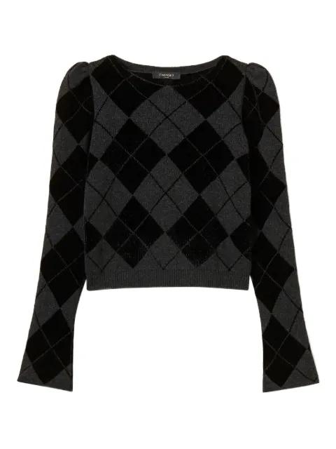 puff-sleeve diamond-pattern jumper by TWINSET