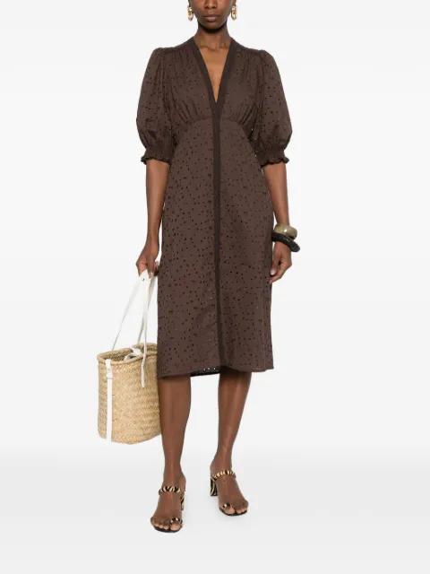 puff-sleeve midi dress by TWINSET