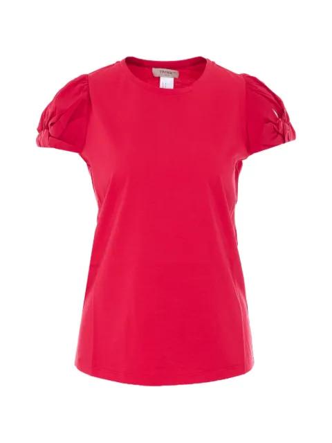 puffed-sleeve embroidered-logo T-shirt by TWINSET