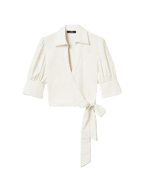 puffed-sleeve wrap-around blouse by TWINSET