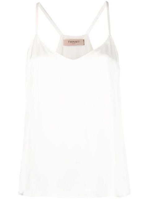 rear logo-plaque satin top by TWINSET