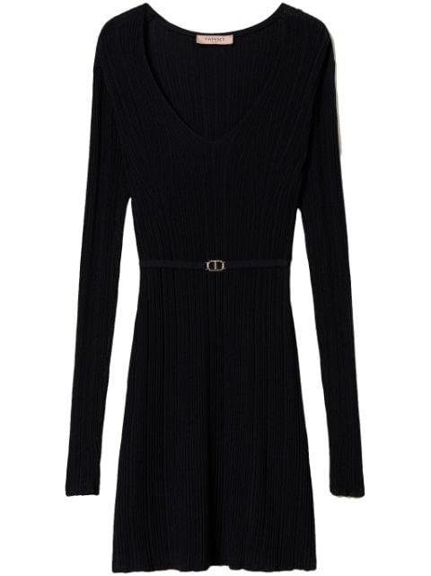 ribbed-knit belted minidress by TWINSET