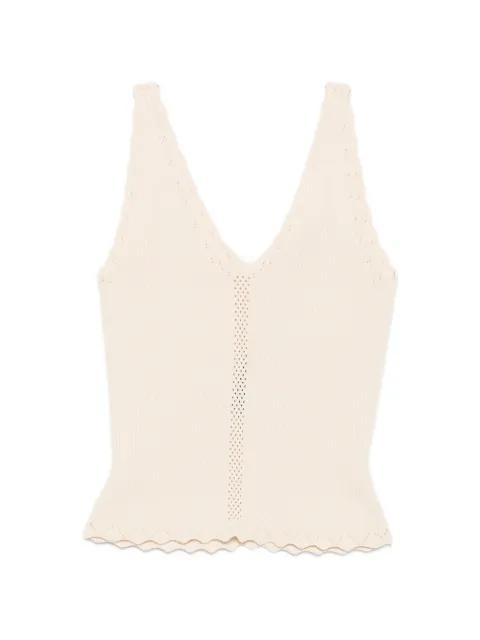 ribbed-knit pointelle-trim top by TWINSET