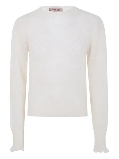 ruffled-cuff open-knit sweater by TWINSET
