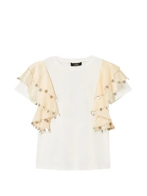 ruffled embellished T-shirt by TWINSET