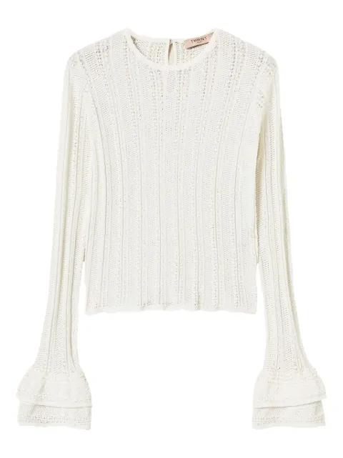ruffled open-knit top by TWINSET