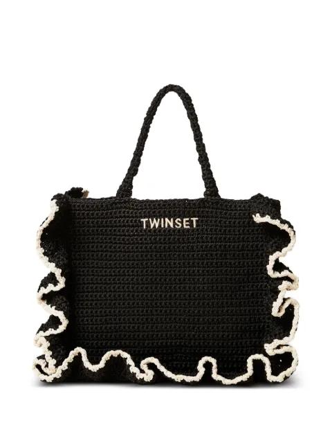 ruffled-trim crochet tote bag by TWINSET