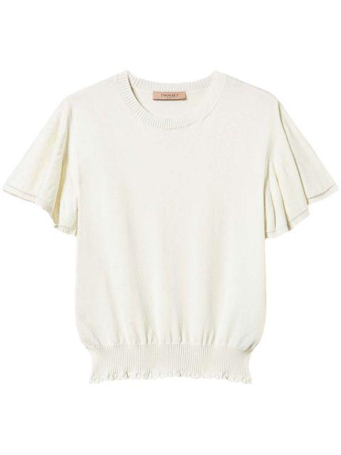 scalloped-hem knitted T-shirt by TWINSET