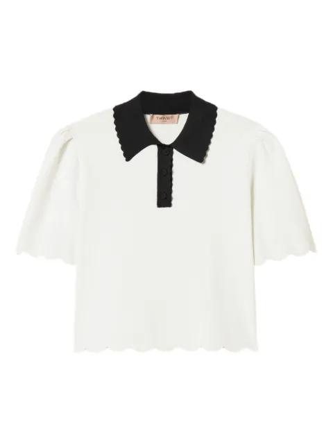 scalloped-trim knitted polo shirt by TWINSET