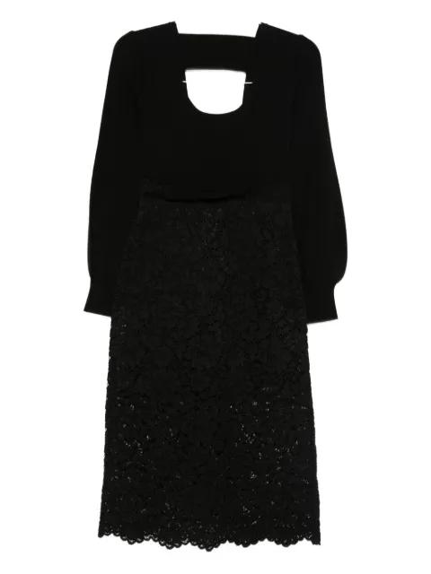 scoop-neck lace-insert midi dress by TWINSET