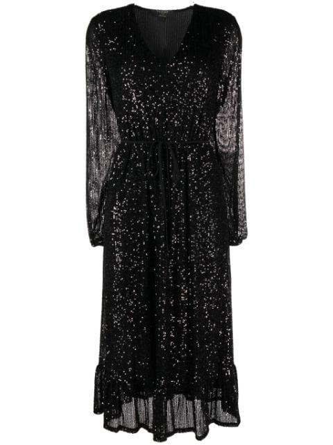 sequin-embellished fine-ribbed midi dress by TWINSET