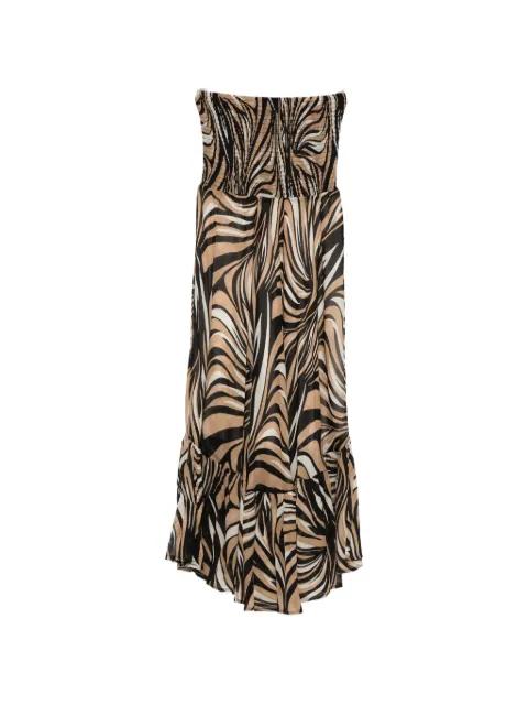 smocked strapless printed dress by TWINSET