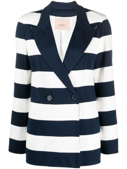 stripe-print double-breasted blazer by TWINSET