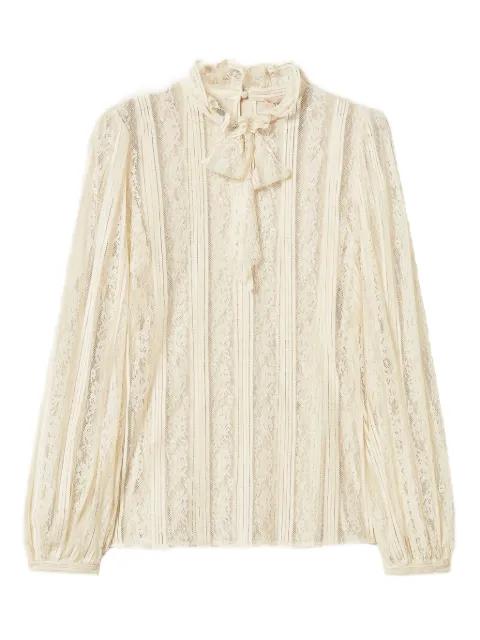 striped lace bow blouse by TWINSET