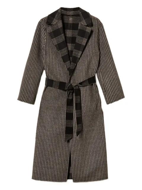 striped-pattern reversible-design coat by TWINSET