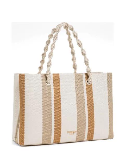 striped twisted handle tote bag by TWINSET