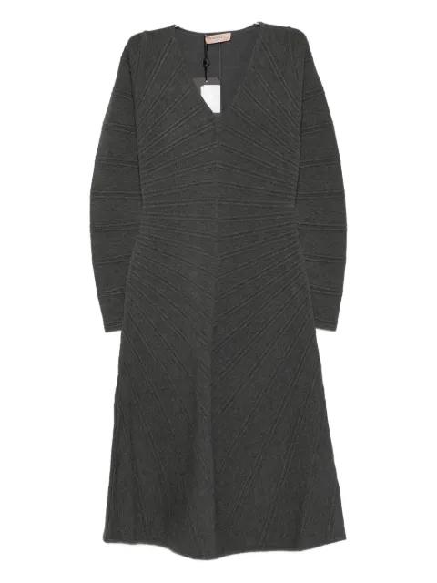 textured-knit V-neck mini dress by TWINSET