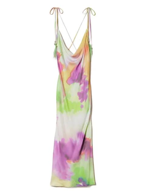 tie-dye feather-detail midi dress by TWINSET