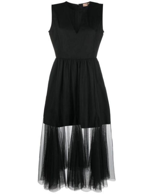 tulle-trim sleeveless midi dress by TWINSET