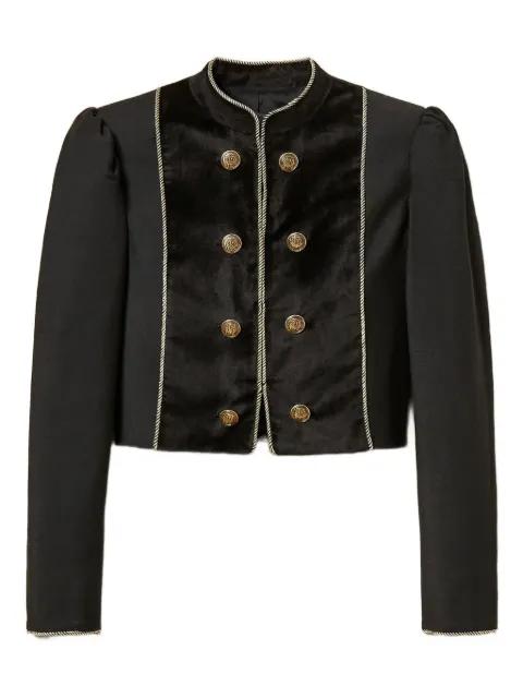 velvet-trimmed puff-sleeve jacket by TWINSET