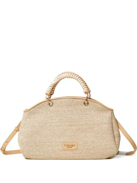 woven-handle bowler tote bag by TWINSET