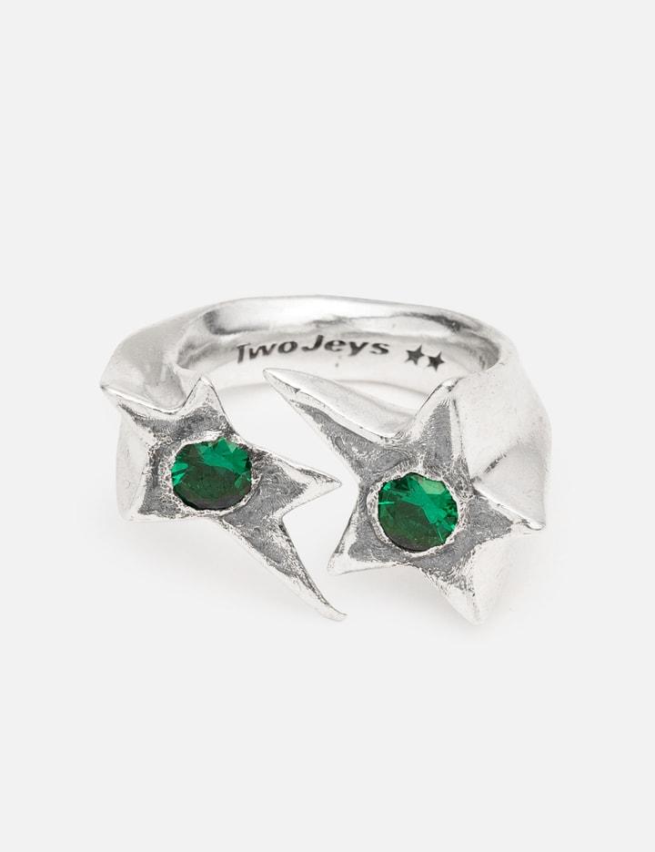 Green Two Stone Ring by TWOJEYS