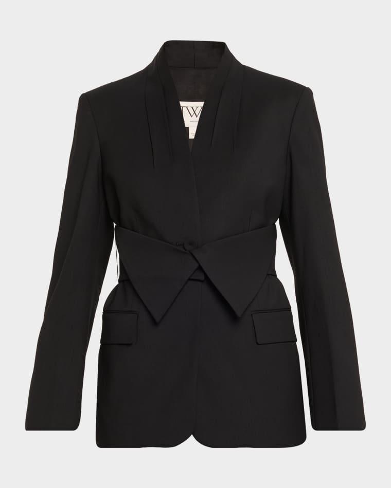 After Five Collarless Wool Suiting Blazer by TWP