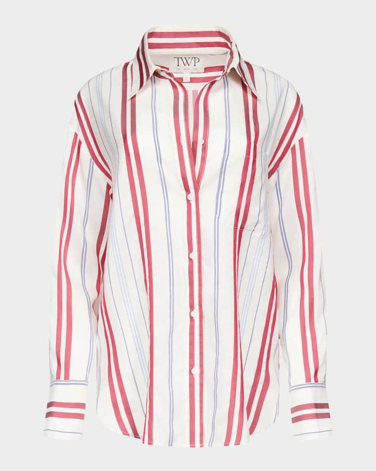 Big Joe Striped Silk Button-Front Shirt by TWP