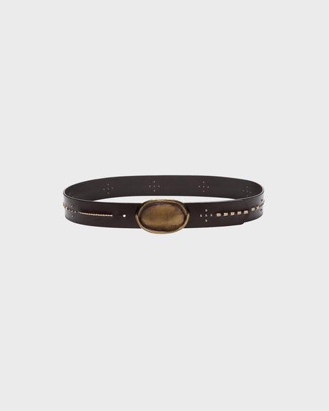 Buckle Bunny Belt with Stitch in Leather by TWP CLOTHING