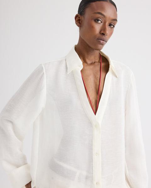 Deep V Relaxed Shirt in Linen Silk by TWP CLOTHING