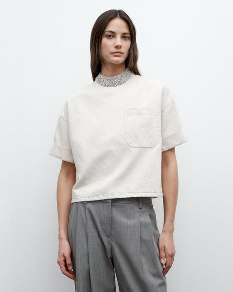 Ex T With Crystal Collar in Japanese Denim by TWP CLOTHING