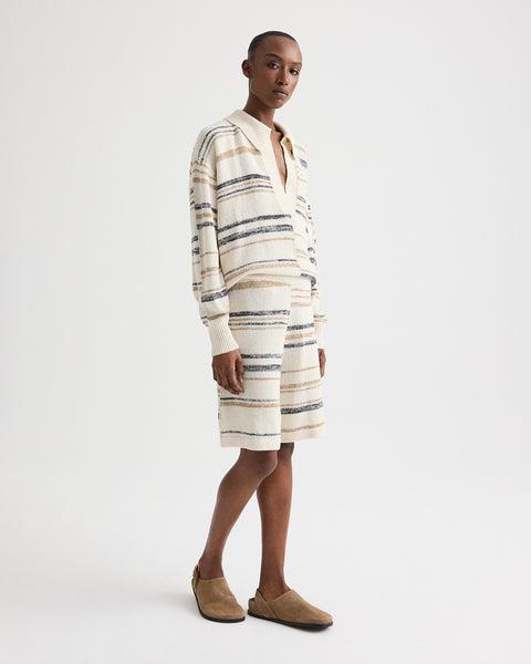 Intarsia Stripe Short in Linen Silk Yarn by TWP CLOTHING