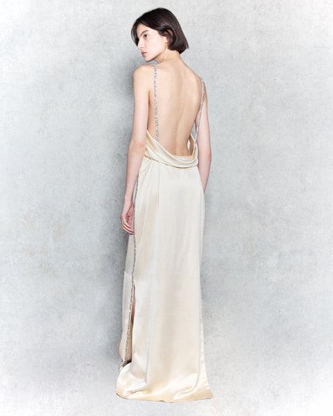 It Had to Be You Dress in Shiny Viscose Wool Satin by TWP CLOTHING