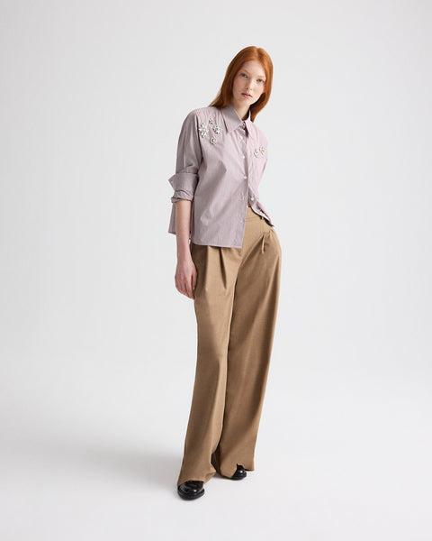 J.D. Shirt with Crystals in Superfine Mini Stripe by TWP CLOTHING