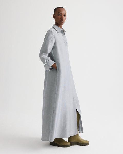 Jenny's Gown in Glossy Mini Stripe by TWP CLOTHING