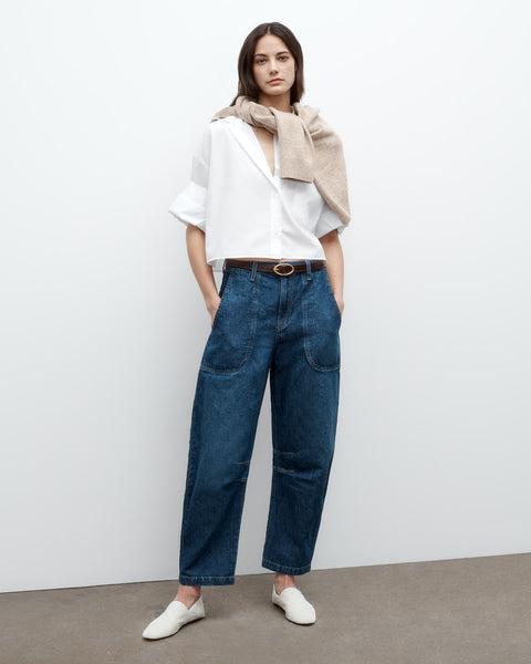 Jetties Dark Wash Jeans | Mid Rise Barrel Leg Jean| TWP Clothing by TWP CLOTHING