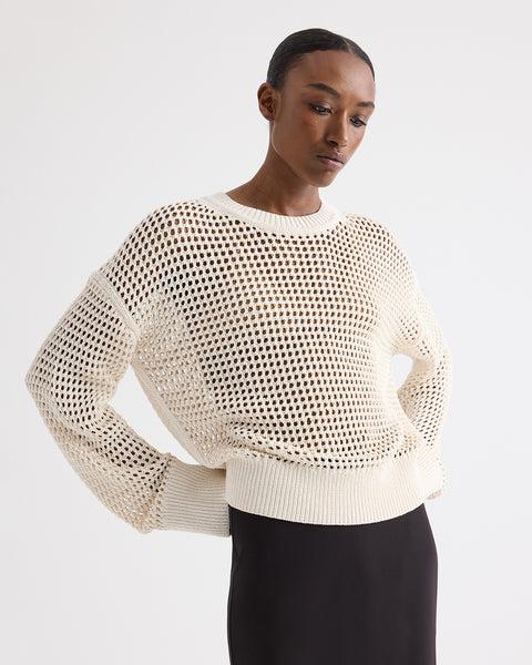 L/S Open Stitch Pullover Sweater in Kashy Silk Blend Rope by TWP CLOTHING